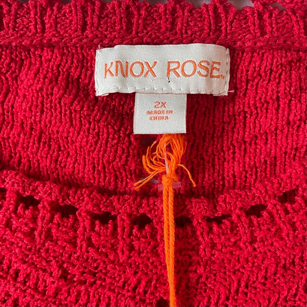 Knox Rose Women's Lively Red Short Puff Sleeve Sweater Christmas 2X NEW - Picture 5 of 6